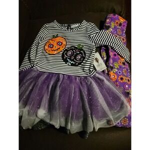 Emily rose Halloween pumpkin dress skulls size 2t dress leggings nwt